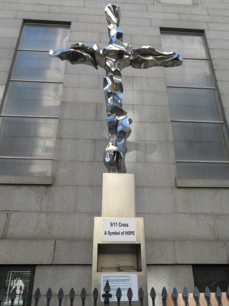 A memorial 9/11 Cross at St Peter's Church near the World Trade Center